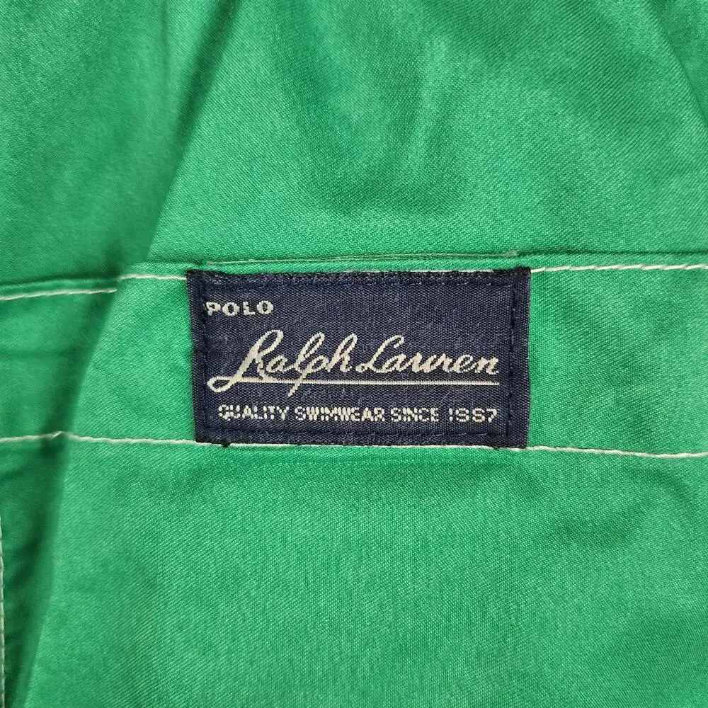 Vintage Polo Ralph Lauren Swim Trunks Mens Large Green Board Shorts Mesh Lined